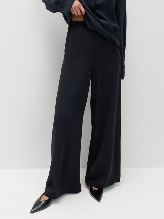 Marks & Spencer Pants - Marks & Spencer Black Elastic Waist Wide Leg Trousers
